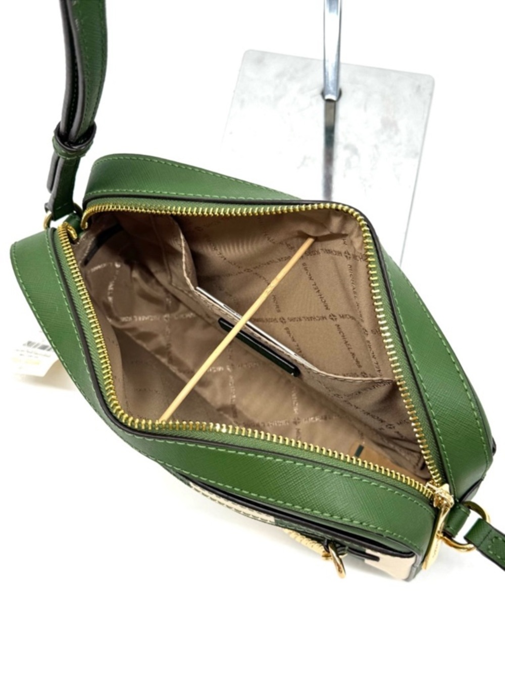 Michael Kors Large EW Zip Chain Xbody Crossbody Bag Fern Green Multi - Picture 10 of 11